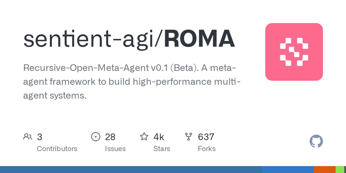 Minhky0912's tweet card. Recursive-Open-Meta-Agent v0.1 (Beta). A meta-agent framework to build high-performance multi-agent systems. - sentient-agi/ROMA