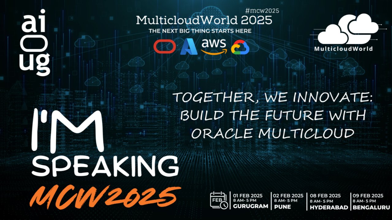 vivek_oracle's tweet card. Happy to share that I will be presenting a session on "Building a MultiCloud Data Lakehouse using Autonomous Database" traveling across all these 4 locations. The details about the event and about my...