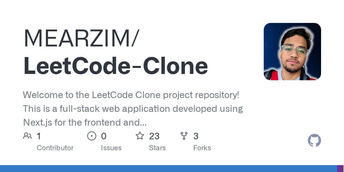 AyanSah68348681's tweet card. Welcome to the LeetCode Clone project repository! This is a full-stack web application developed using Next.js for the frontend and MongoDB for the backend. The purpose of this project is to create...