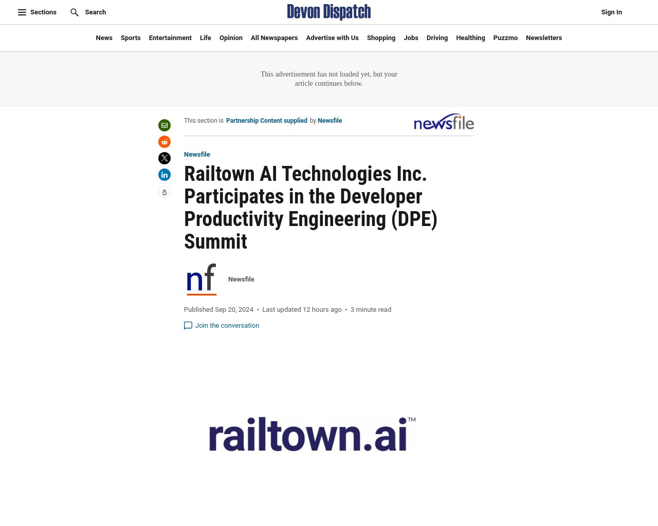 managetech_inc's tweet card. 要約: Railtown AI Technologies Inc.は、サンフランシスコで2024年9月24日か