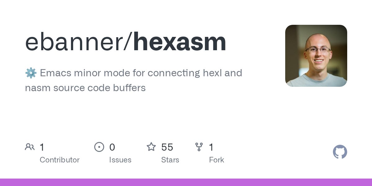 batman_in_samt's tweet card. ⚙️ Emacs minor mode for connecting hexl and nasm source code buffers - ebanner/hexasm