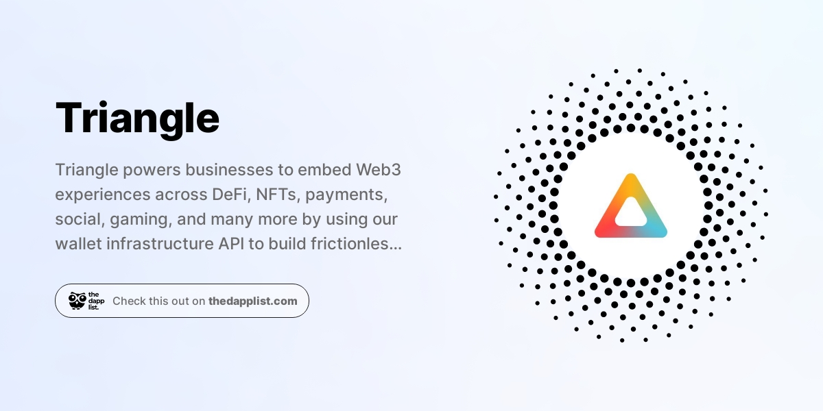 nyn242424's tweet card. Triangle powers businesses to embed Web3 experiences across DeFi, NFTs, payments, social, gaming, and many more by using our wallet infrastructure API to build frictionless products and services. The...