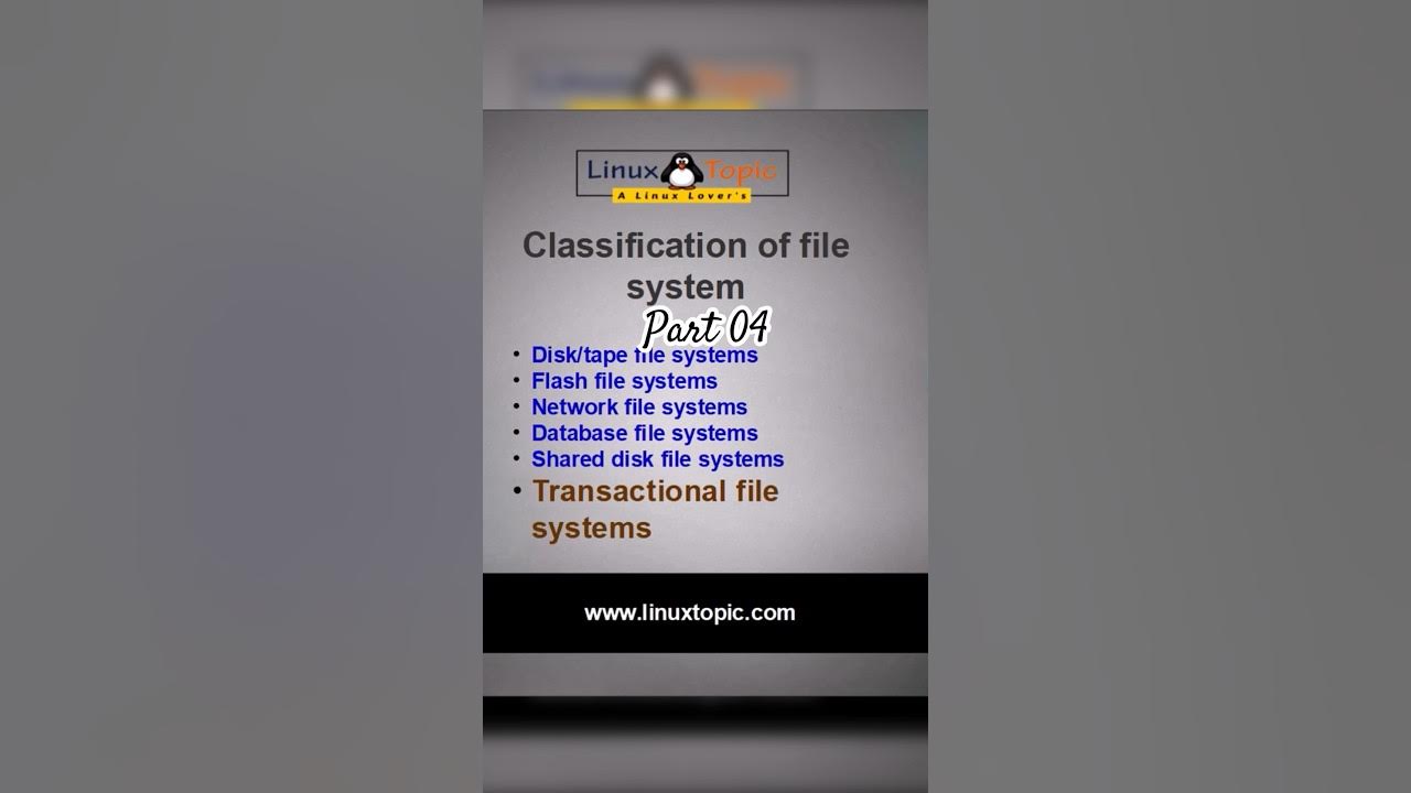 lokeshc2's tweet card. Basic of Linux: 04 Classification of Filesystem #linuxtopic #linux...