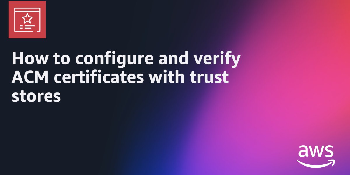 inside_devops's tweet card. In this post, we show how to configure customer trust stores to work with public certificates issued through AWS Certificate Manager (ACM). Organizations can encounter challenges when configuring...