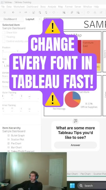 datasciencedoug's tweet card. How to Change Every Font in Tableau FAST