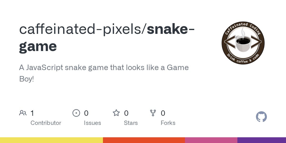 caffeinatedcod3's tweet card. A JavaScript snake game that looks like a Game Boy! - caffeinated-pixels/snake-game