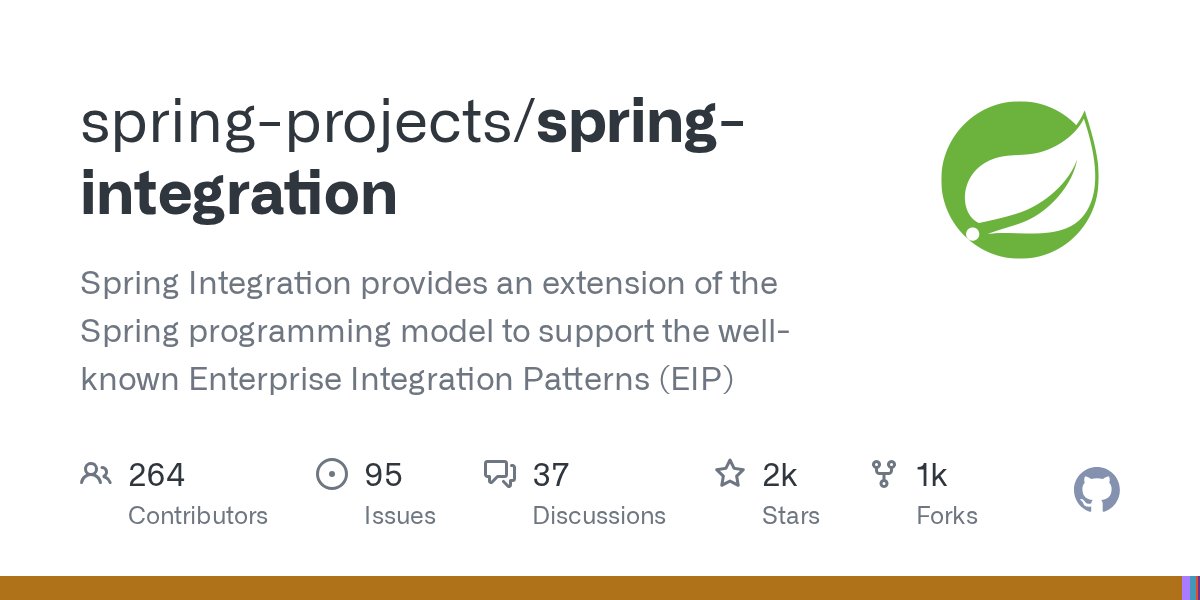 CodeTrendr's tweet card. Spring Integration provides an extension of the Spring programming model to support the well-known Enterprise Integration Patterns (EIP) - spring-projects/spring-integration