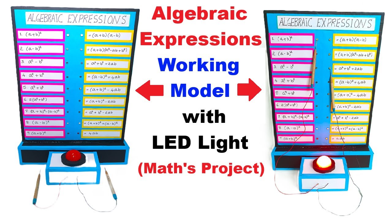 howtofunda's tweet card. algebraic expressions working model - maths project tlm - diy -...