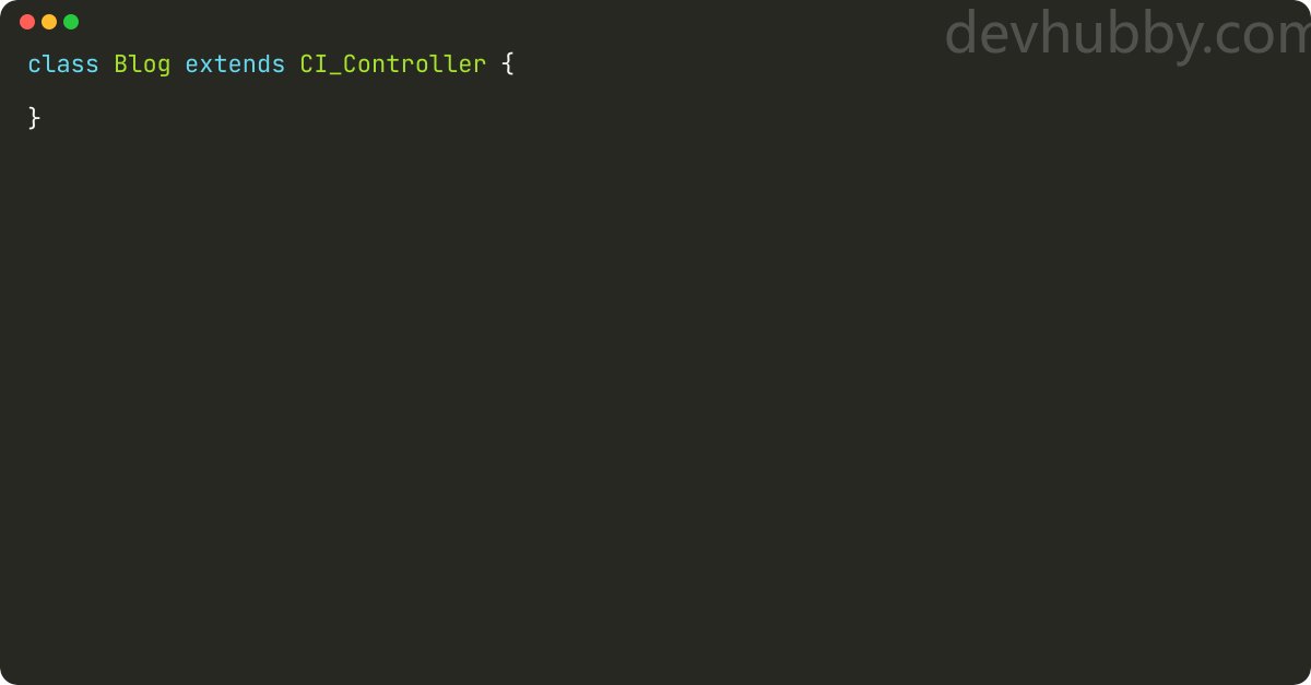 devhubbycom's tweet card. How to create a new controller in CodeIgniter?