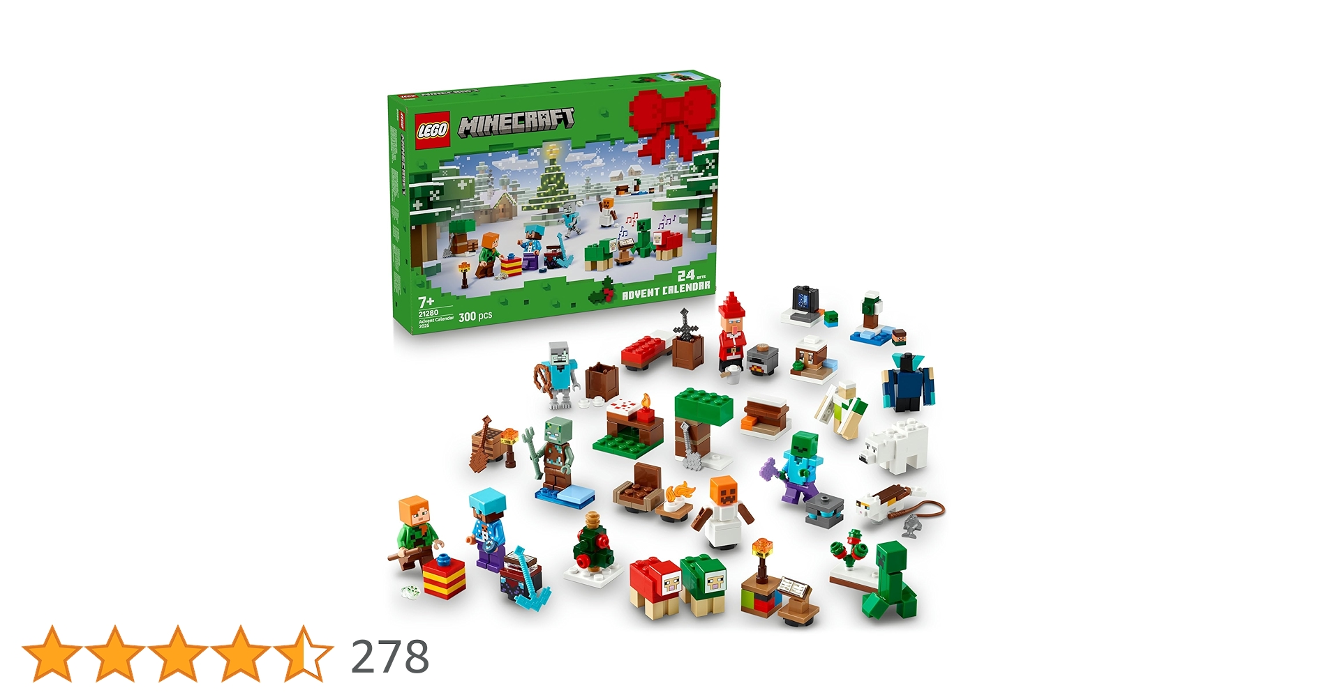 amaran2021's tweet card. "レゴ®マインクラフト アドベントカレンダー2025（21280）は、クリスマスまでの24日間に組み立てモデルやミニフィギュア、ビデオゲーム関連のコレクターズアイテムを毎日受け取れる楽しいギフトです。（対象年齢：7才以上） クリスマスまでのカウントダウンを毎日マインクラフトスタイルでお祝いしよう。クリーパーのセーターを着たアレックス。雪だるまのセーターを着てダイヤモンドのヘルメットをかぶり、...