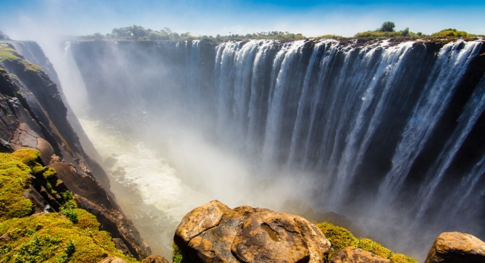 practicallyapp's tweet card. At the borders of Zambia and Zimbabwe, approximately twice as wide and deep as Niagara Falls, Victoria Falls spans the entire breadth of Zambezi River at one of its widest points of more than 5,500...