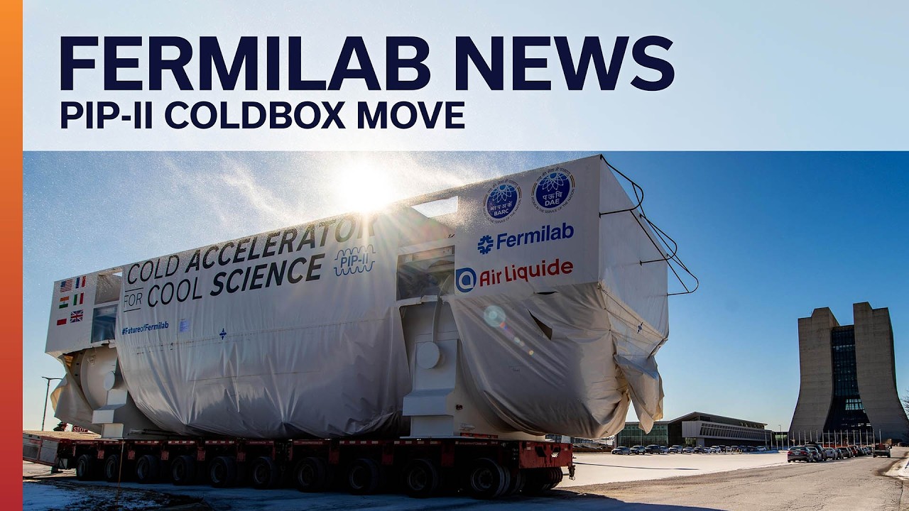 Fermilab's tweet card. Fermilab news: New accelerator's cryogenic device on the move