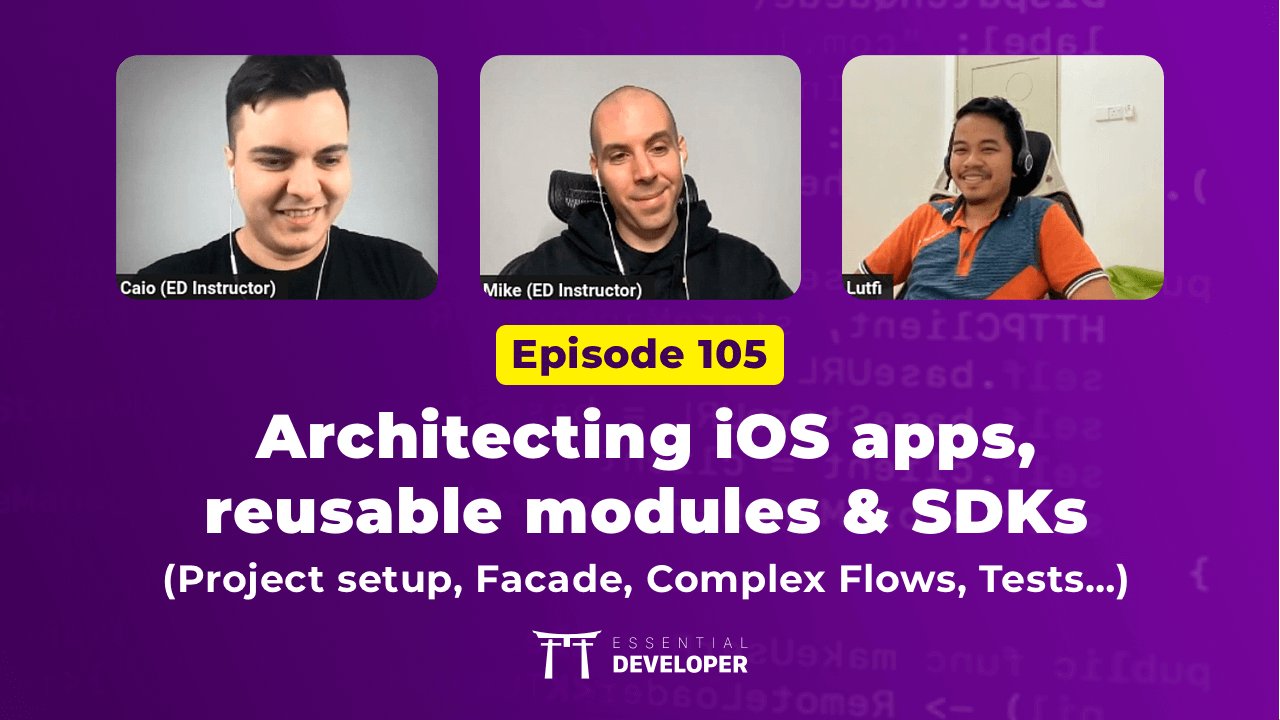 essentialdevcom's tweet card. Curious about how to develop modular iOS apps and SDKs? 🧑‍💻