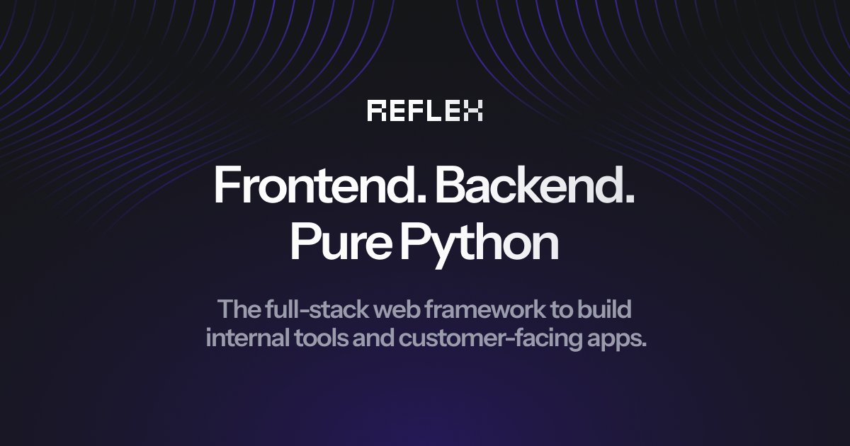 github_trends's tweet card. 🕸️ Web apps in pure Python 🐍. Contribute to reflex-dev/reflex development by creating an account on GitHub.