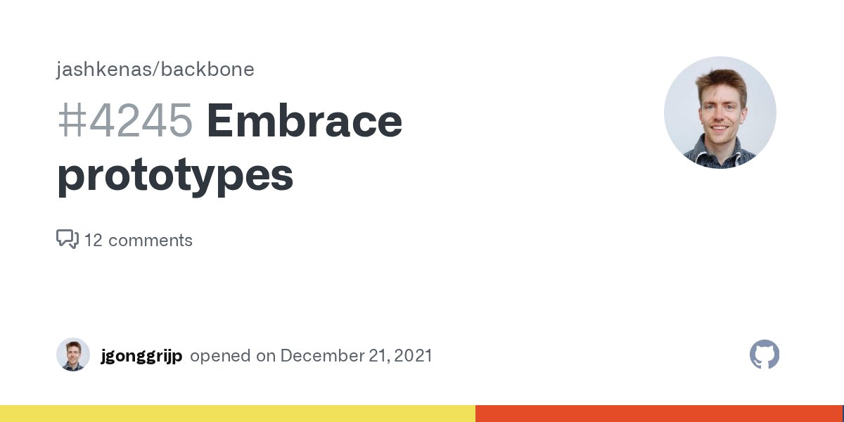 juliangonggrijp's tweet card. The ES6 class emulation convention doesn't sit well with Backbone, mostly because it provides no convenient way to set non-function prototype properties. In fact, in my opinion, the ES6 class e...