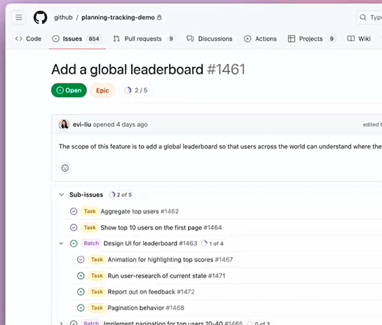 publickey's tweet card. GitHubは、Issueに親子関係を持たせてネストできる新機能「Sub-Issues」をパブリックプレビュー版として公開すると発表しました。 Sub-Issues機能は昨年（2024年）10月にプレビュー公開され、オプトインによる利用が可...