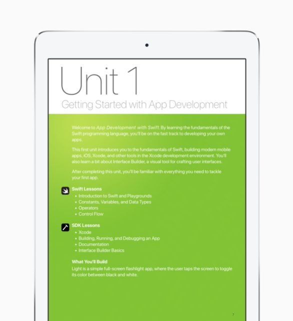 drwave's tweet card. Apple on Wednesday released "App Development with Swift," a free course available through the iBooks Store, which will also be coming to a handful of U.S. schools at the beginning of the fall...