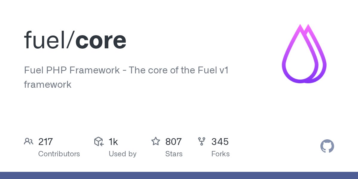 fuelphp's tweet card. Fuel PHP Framework - The core of the Fuel v1 framework - fuel/core
