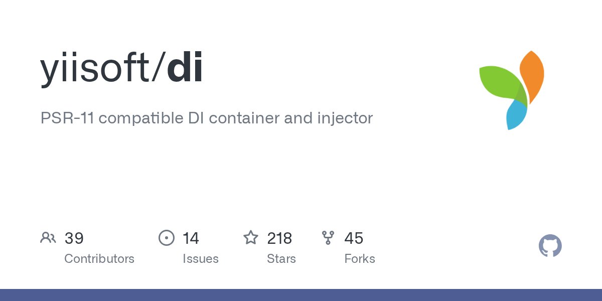 viktorprogger's tweet card. PSR-11 compatible DI container and injector. Contribute to yiisoft/di development by creating an account on GitHub.