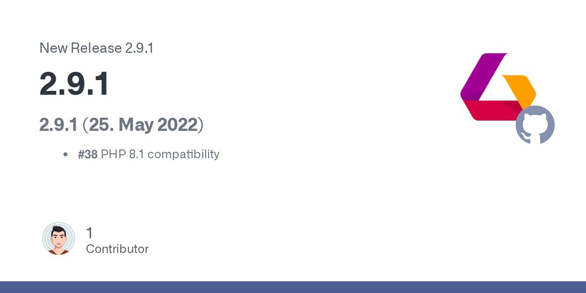 luyadev's tweet card. 2.9.1 (25. May 2022) #38 PHP 8.1 compatibility
