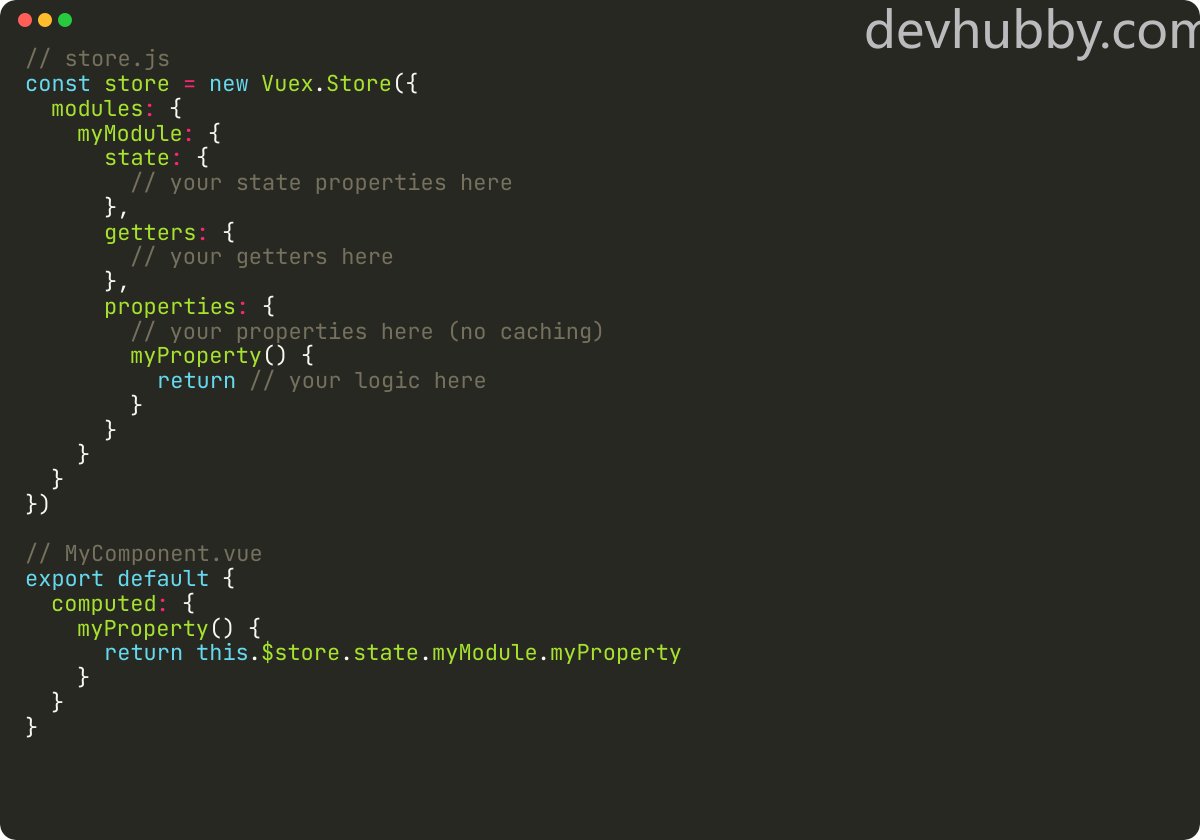 devhubbycom's tweet card. How can I disable vuex getter caching?