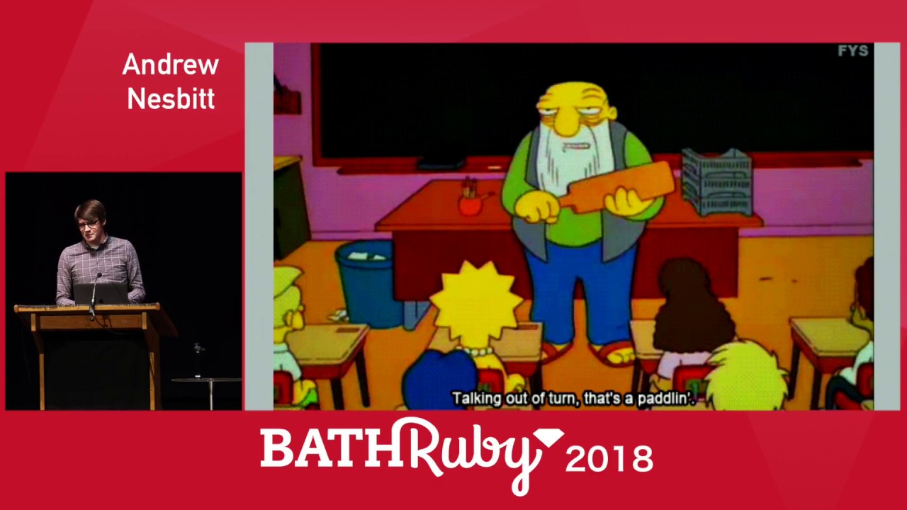 BathRuby's tweet card. With a Little Help from My Friends - Andrew Nesbitt at Bath Ruby 2018