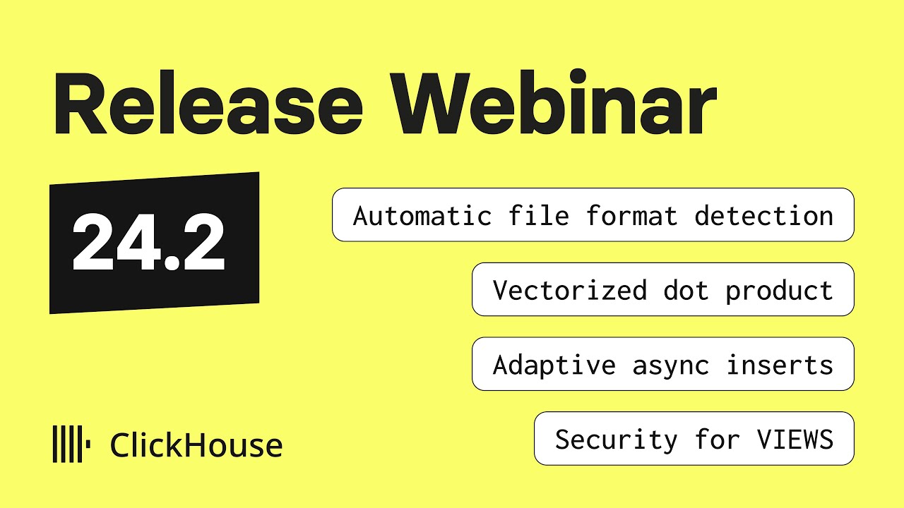 RillData's tweet card. ClickHouse v24.2 Release