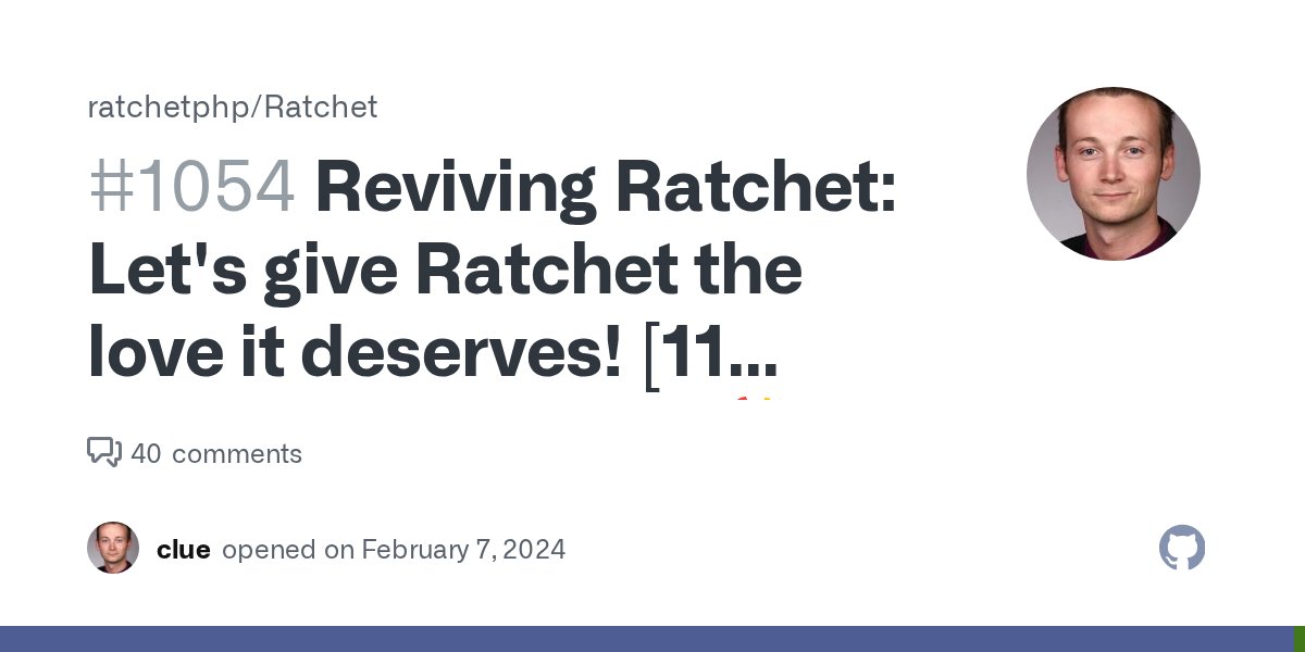 another_clue's tweet card. Ratchet is a great piece of software and it is successfully used in countless projects! But let's be realistic: It could use some love! At the moment, we're making very good progress with R...