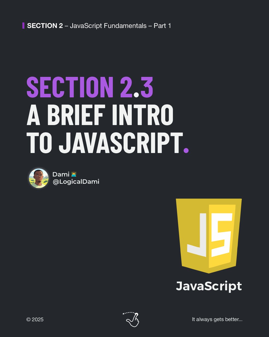 LogicalDami's tweet card. Learning JavaScript