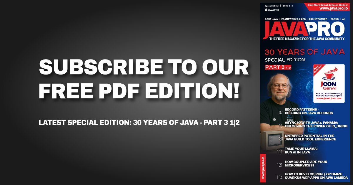 JAVAPROmagazin's tweet card. Want to make sure you always receive the latest JAVAPRO magazine?By subscribing to our newsletter, you’ll automatically get…