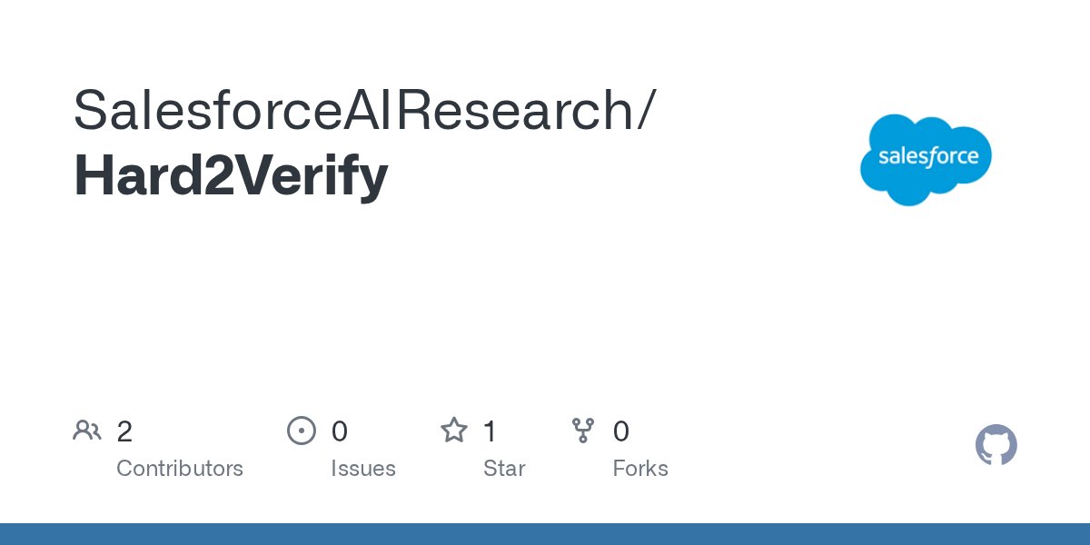 CaimingXiong's tweet card. Contribute to SalesforceAIResearch/Hard2Verify development by creating an account on GitHub.