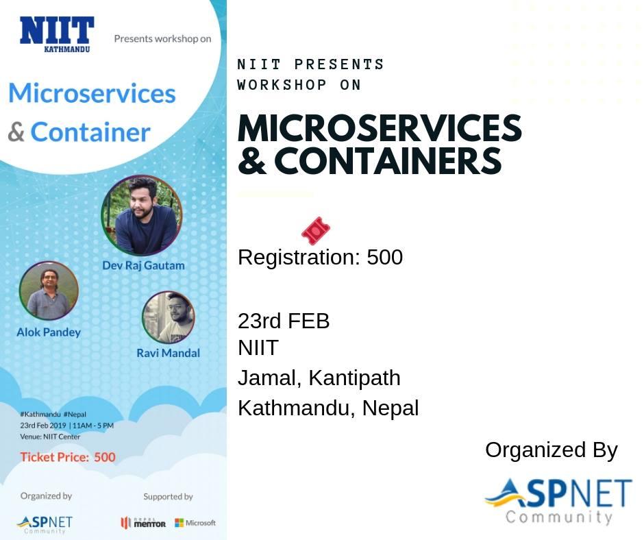 aspnetcommunity's tweet card. Registration Link: https://lnkd.in/fhFAnYn Only 20 Seats Available . This will be a full day workshop 11-5 focused on building and deploying the microservices into azure. In this Workshop participa...