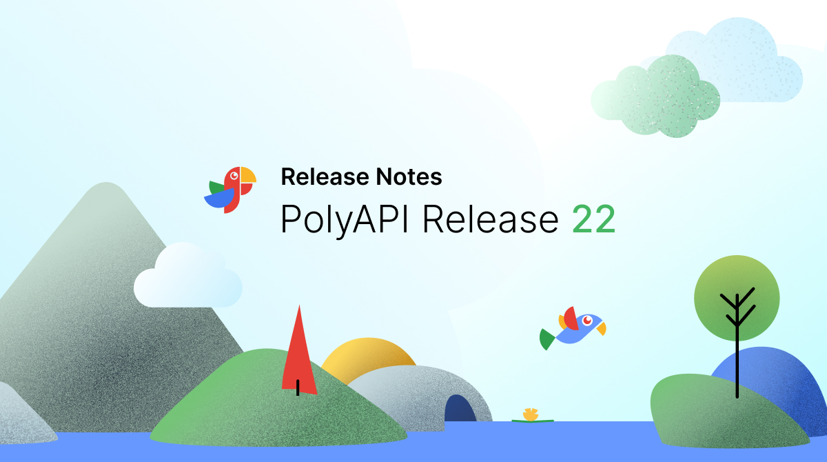 GetPolyAPI's tweet card. PolyAPI Release 22 boosts Python & Node SDKs, enhances Canopy UX, and improves AI services, logs, and infrastructure performance.