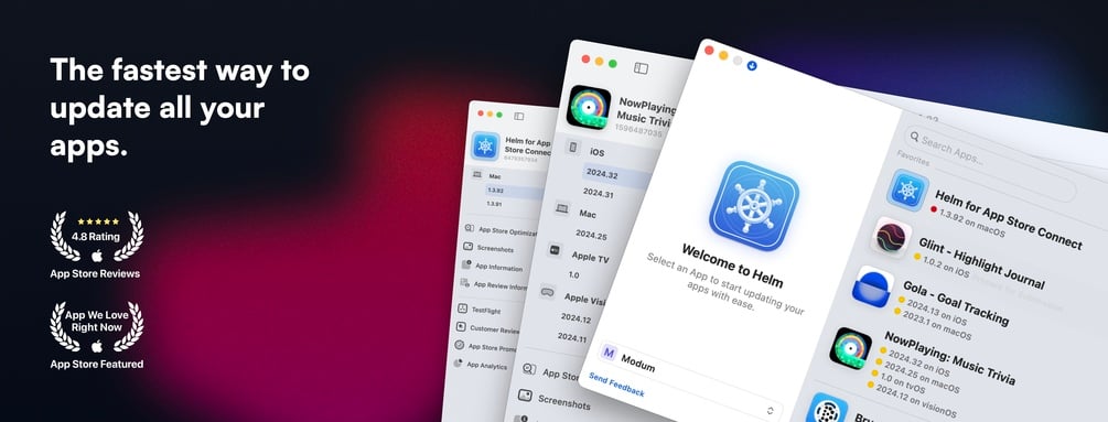 helm_app's tweet card. The all-in-one macOS app that enhances App Store Connect, supercharging your app updates, localization, and ASO with AI-powered tools.To use this license, you must first download Helm for App Store...