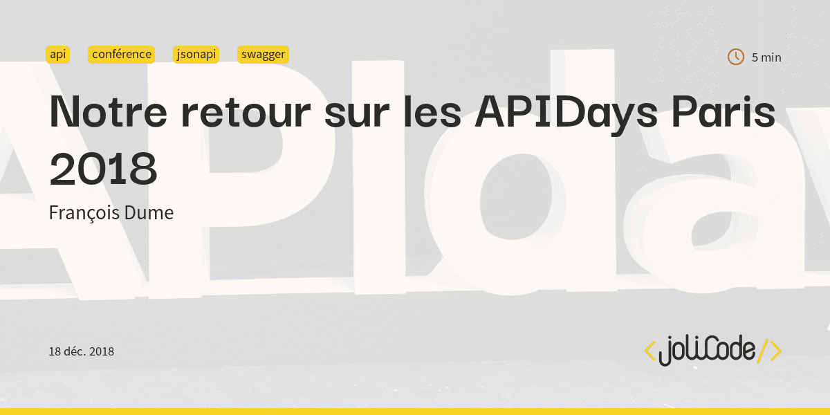 planet_techblog's tweet card. Nous étions pour la première fois aux APIDays Paris mardi et mercredi dernier. APIDays est un cycle de conférence itinérant dédié à l'écosystème des APIs. À l'image des conférences Velocity,