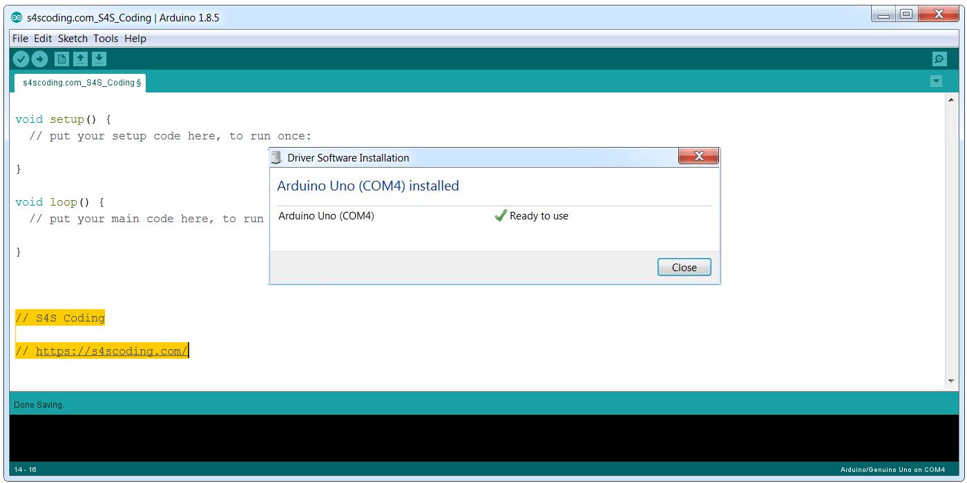 CodingMasterApp's tweet card. Arduino Driver Software Installed Successfully on COM4 #Arduino #Software