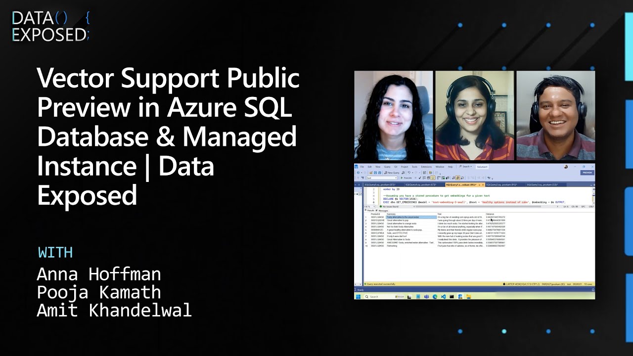 amvin87's tweet card. Vector Support Public Preview in Azure SQL Database & Managed...