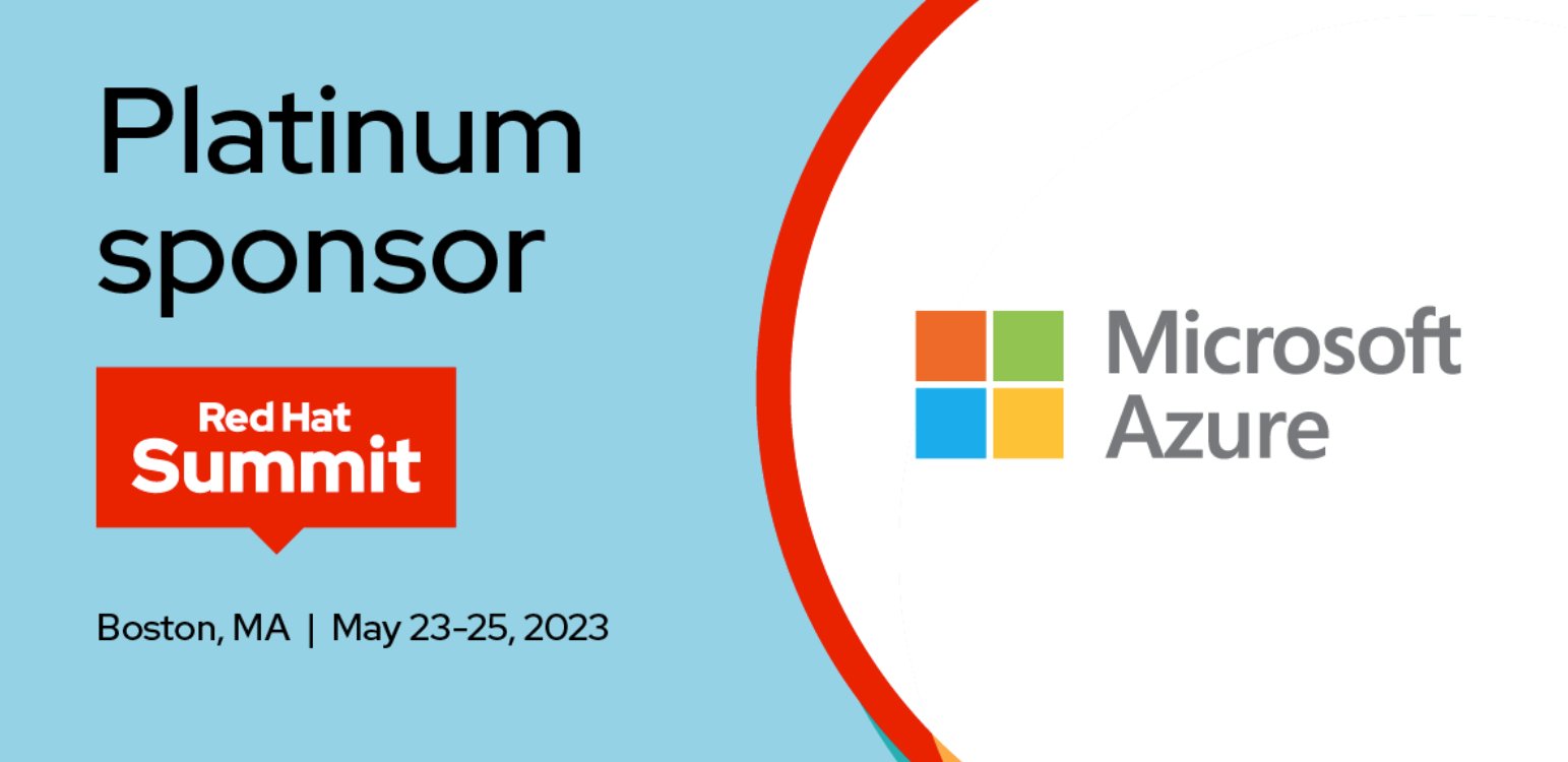 amvin87's tweet card.  Microsoft Azure is a platinum sponsor at Red hat Summit 2023 Learn about the latest Microsoft Azure product announcements at Red Hat Summit 2023