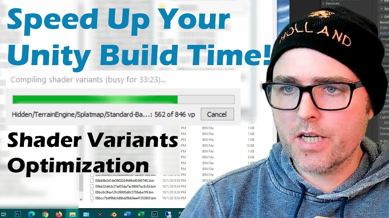 theunitygamedev's tweet card. UNITY SHADER VARIANTS BUILD TIME OPTIMIZATION - Speed up slow Unity...