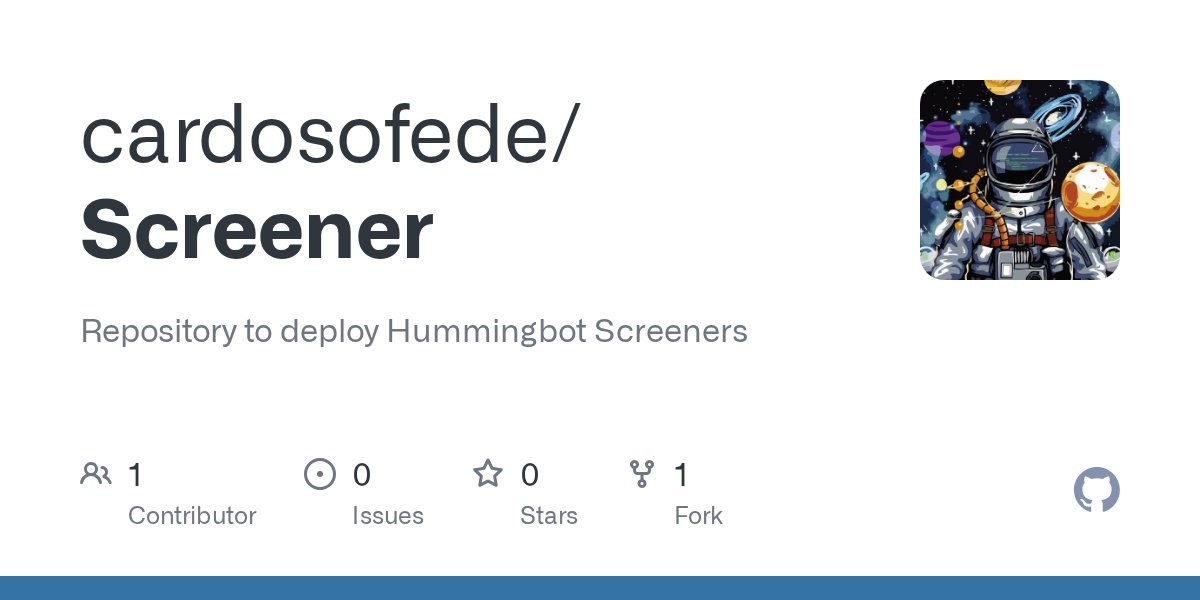 cardosofede's tweet card. Repository to deploy Hummingbot Screeners. Contribute to cardosofede/Screener development by creating an account on GitHub.