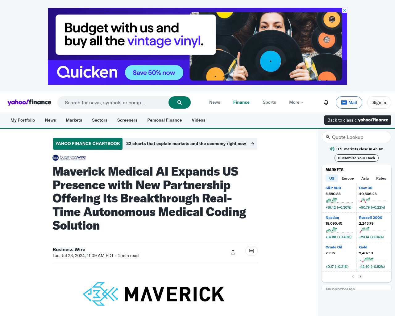 managetech_inc's tweet card. 要約: 2024年7月23日、Maverick Medical AIが米国の主要な医療プロバイダーとの新しいパ