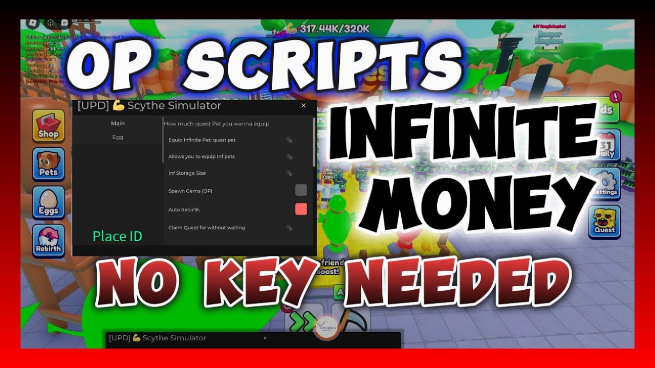 venuslockscript's tweet card. Scythe Simulator New Script | Infinite Gems | Infinite Pets | Working...