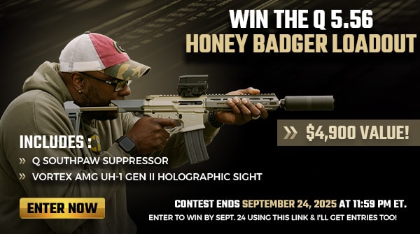 DemaagdR's tweet card. Win The Q 5.56 Honey Badger Pistol Loadout