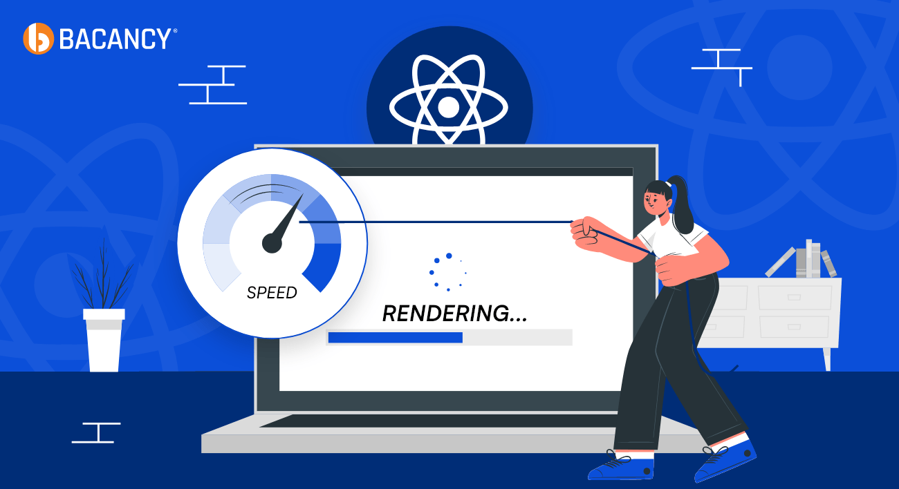 BacancyTech's tweet card. Discover the world of React rendering with this detailed guide that covers everything you need to know about it and get ready to revolutionize your web apps.