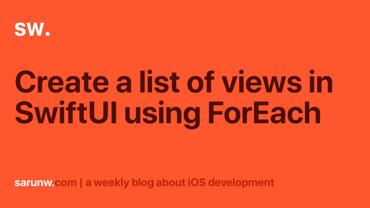 sarunw's tweet card. Part 1 in the series "Building Lists and Navigation in SwiftUI". We visit the first building block of any list view, content, and how to create them.