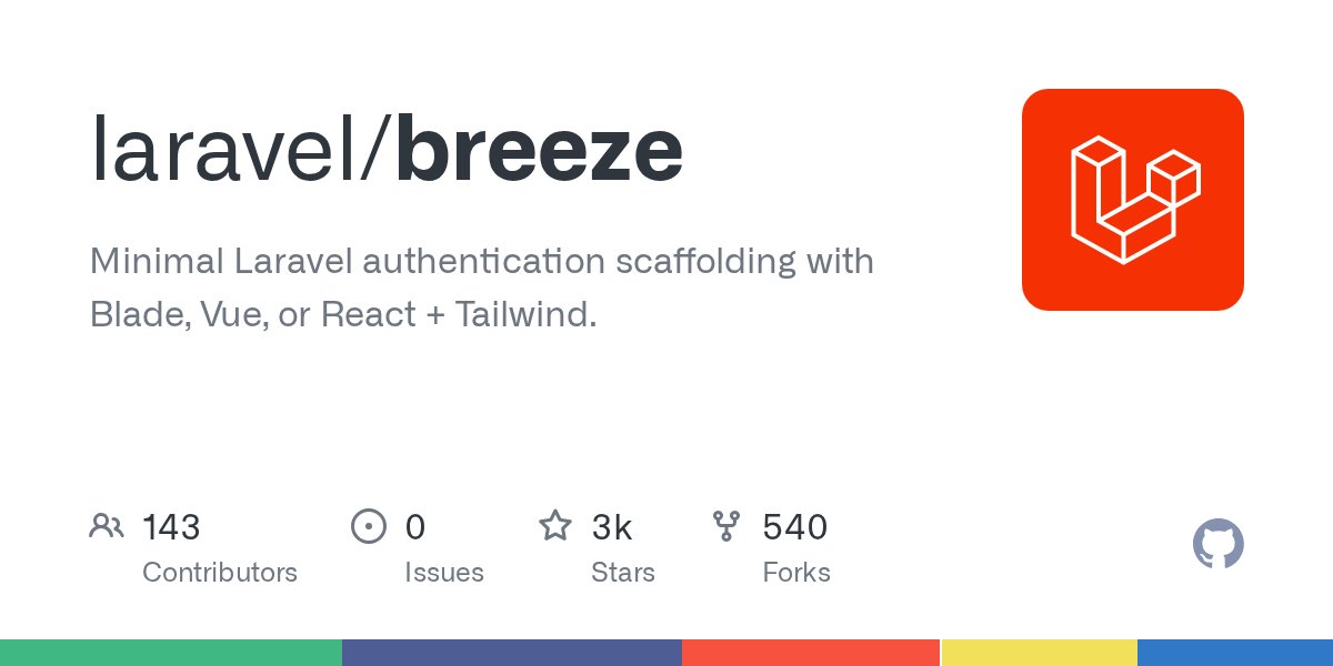 taylorotwell's tweet card. Minimal Laravel authentication scaffolding with Blade, Vue, or React + Tailwind. - laravel/breeze