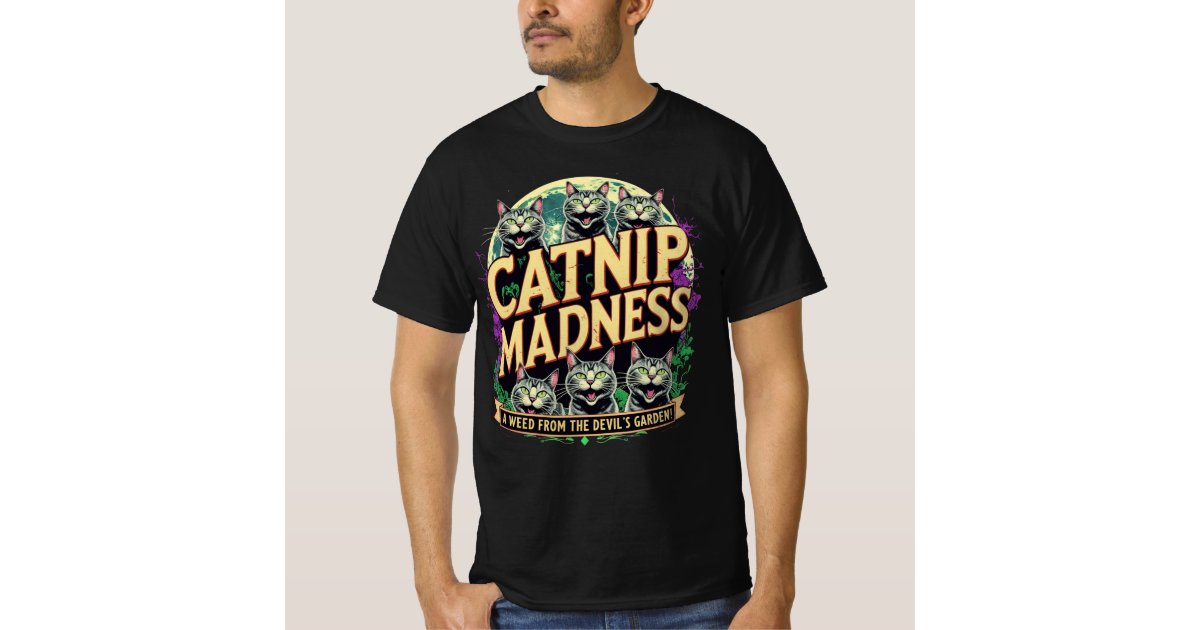 MrAlanCYouTube's tweet card. 🌕 Midnight mayhem. Feline frenzy. CATNIP MADNESS 😼🌿 This tee unleashes the wild side of whiskers with a pack of possessed-looking cats gathered under a glowing full moon 🌕🐱. With the bold text...