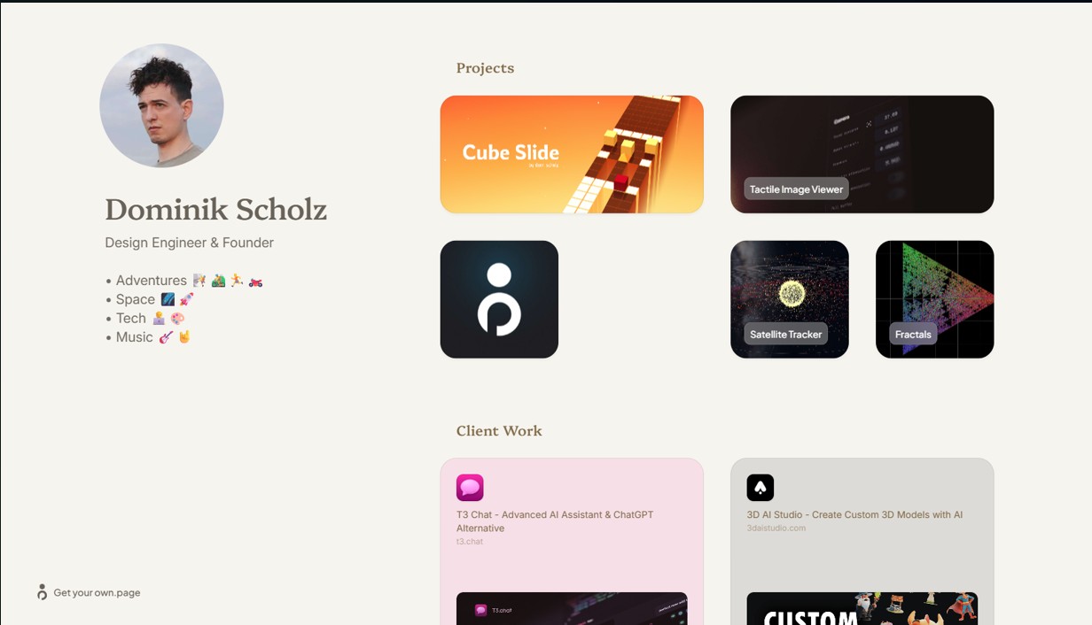 VibeCodingList's tweet card. Create your personal mini‑website - as easily as arranging icons on your phone. With the same intuitive interface, craft your digital canvas, telling your story.