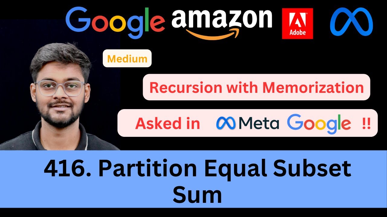 codeharmonyHQ's tweet card. LeetCode 416 Partition Equal Subset Sum | Dynamic Programming | Asked...