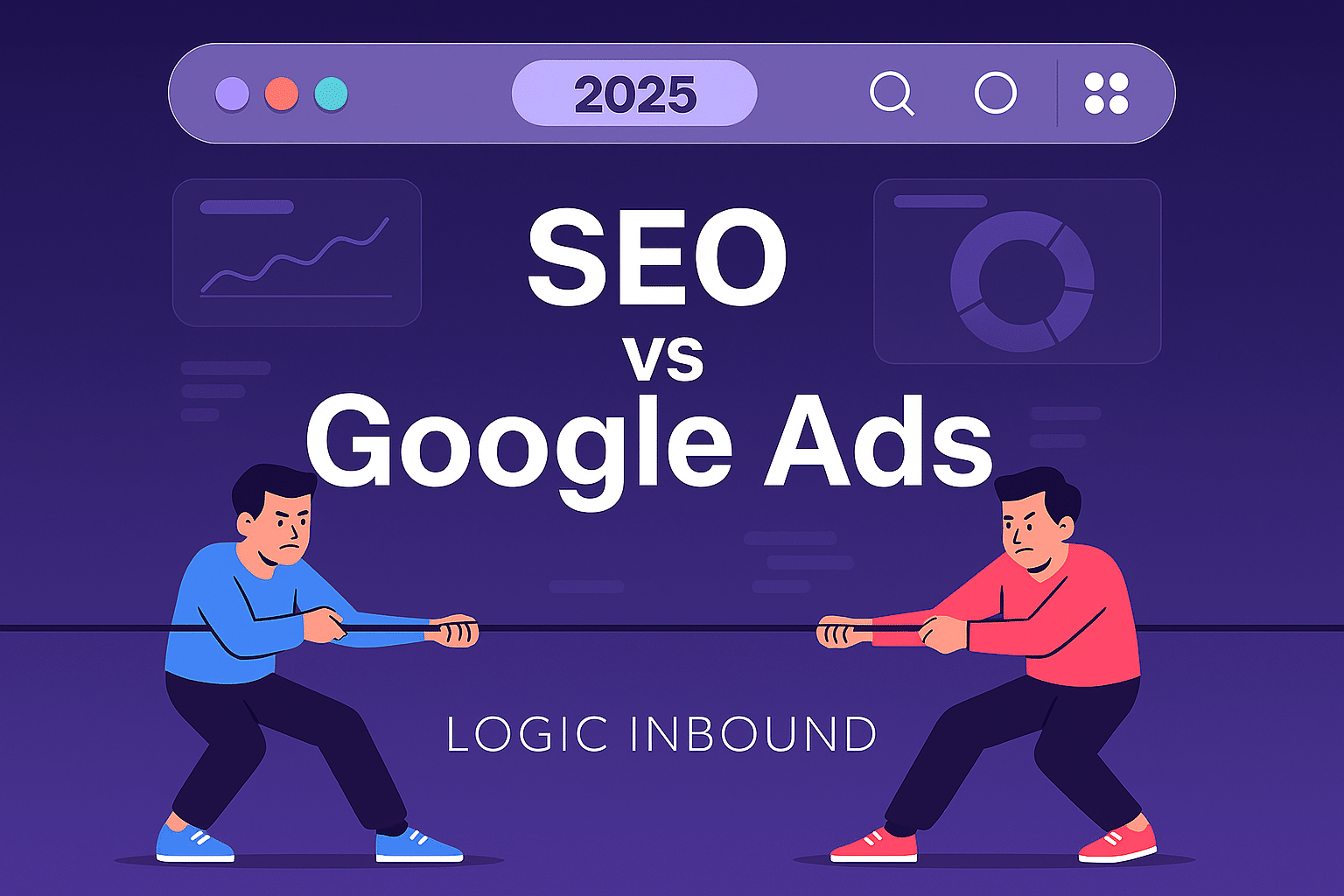 LogicInbound's tweet card. Discover the key differences between SEO vs Google Ads in 2025. Learn which drives better ROI for your business and when to use both.